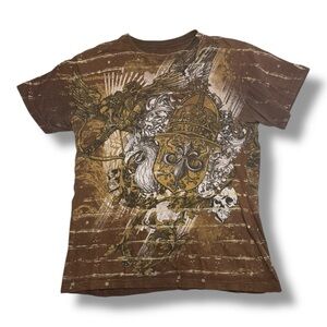 Brown Y2K Graphic Tee Size Medium